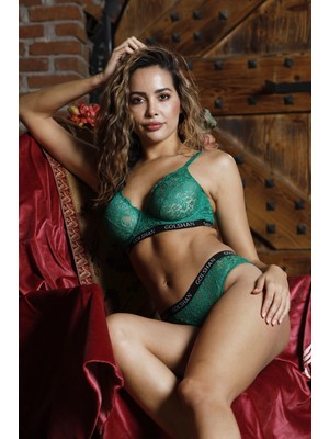 Ieg™ Golshan Gaudi Brazilian Slip, Kadın Dantel Brezilyan Yeşil Külot