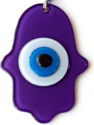 Ieg™ Nazar Boncuklu Mor Renk Fatma Ana Bereket Eli Cam Duvar Süsü