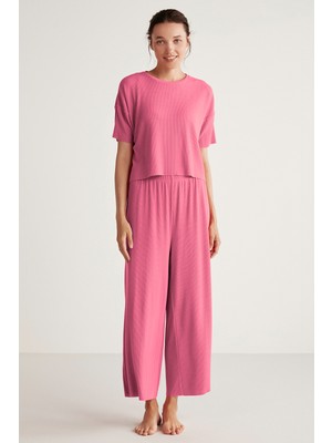 Penye Mood Bisiklet Yaka Rahat Kesim Pijama Takımı