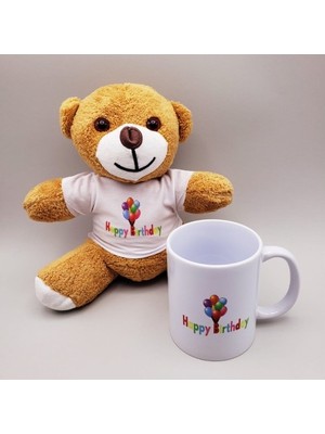 Elektronikçim Happy Birthday Tişörtlü Ayıcık ve Kupa Bardak Seti