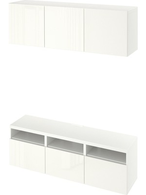 IKEA Beyaz Şık Tv Ünitesi 180X42X185 cm