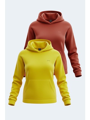 Slazenger Sassa 2  Li Set Kadın Kapüşonlu Cepli Siyah - Fuşya Sweatshırt