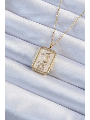 Ietaks™ 316L Çelik Zincir Altın Renk Zirkon Taşlı Çerçeveli Tarot Kolye