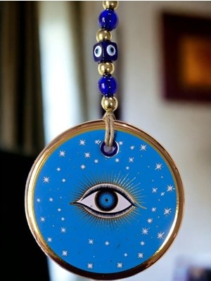 Elektronikçim Mavi Renk Yıldız Motifli Gözlü Duvar Süsü Cam Duvar Dekoru