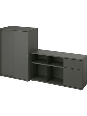 IKEA Gri Fonksiyonel Tv Ünitesi 242X37X90 cm
