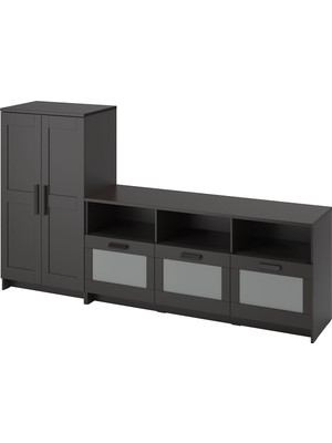 IKEA Siyah Fonksiyonel Tv Ünitesi 258X41X95 cm