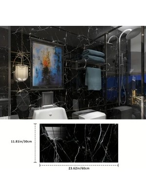 Elektronikçim Siyah Mermer Desenli Alüminyum Plastik Duvar Sticker