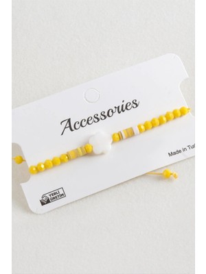 Marsilyan Çiçek Sedef Kristal Makrome Ip Bileklik