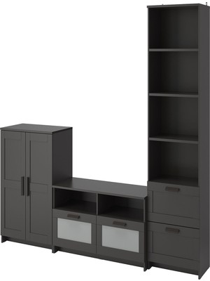 IKEA Siyah Dayanıklı Tv Ünitesi 258X41X190 cm
