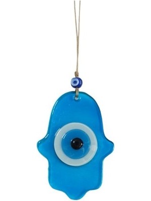 Elektronikçim Nazar Boncuklu Mavisi Renk Fatma Ana Bereket Eli Cam Duvar Süsü