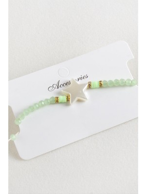 Marsilyan Yıldız Inci Kristal Makrome Ip Bileklik