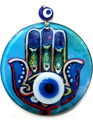 Elektronikçim Füzyon Cam Fatma Ana Bereket Eli Desenli Nazar Boncuklu Duvar Süsü