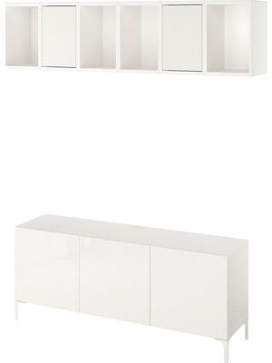 IKEA Beyaz Dayanıklı Tv Ünitesi 180X42X48 cm