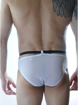 K&A Erkek Beyaz Tül Fantezi Slip Iç Çamaşırı