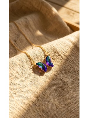 Zirkon Taşlı Kelebek Kolye