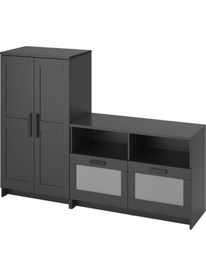 IKEA Siyah Fonksiyonel Tv Ünitesi 200X41X95 cm