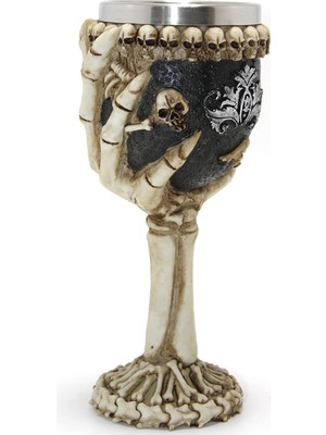 Marsilyan Iskelet Eli Tutan 3D Kabartmalı Paslanmaz Çelik Kadeh Bardak