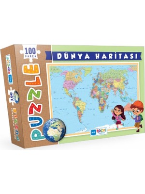 Wovna Blue Fus Dünya Haritası - Puzzle 100 Parça