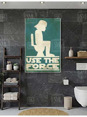 SML Tablo Star Wars Komik Tuvalet Dekor Gücü Kullan Use The Force Dikey Kanvas Tablo