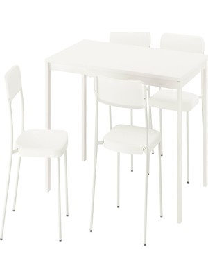 IKEA Beyaz Dayanıklı Yemek Masası 4 Sandalyeli
