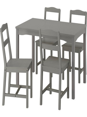 IKEA Gri Dayanıklı Yemek Masası 4 Sandalyeli