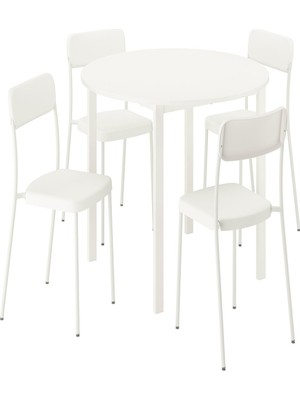 IKEA Beyaz Fonksiyonel Yemek Masası 4 Sandalyeli
