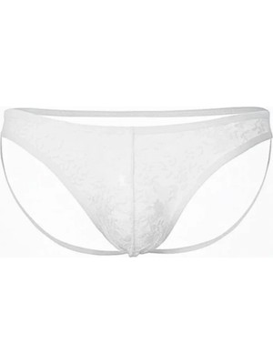 Marsilyan Seksi Dantelli Arkası Açık Seksi Beyaz Erkek Külot