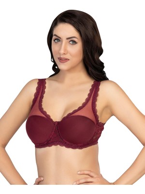 Bordo Mı Emay 172 B Pedli Dantelli Balenli Minimazer Sütyen
