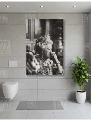 SML Tablo Kraliçe Elizabeth Komik Tuvalet Dekoru Koku Lavabo Dekor Dikey Kanvas Tablo