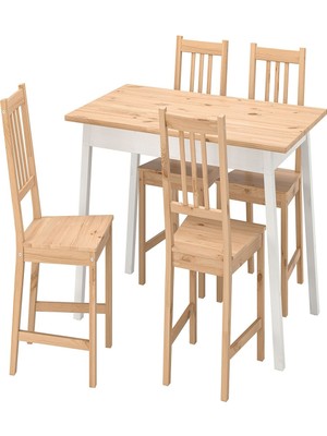 IKEA Beyaz Fonksiyonel Yemek Masası 4 Sandalyeli