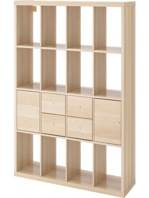 IKEA Meşe Dayanıklı Kitaplık Raf Ünitesi 147X147 cm