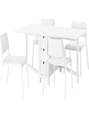 IKEA Beyaz Kullanışlı Yemek Masası 4 Sandalyeli