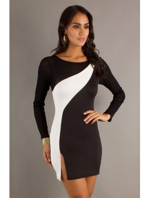 Afrodit AVM TP100886 Yırtmaçlı Kontra Elbise