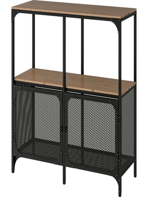 IKEA Siyah Dayanıklı Kitaplık Raf Ünitesi 100X95 cm