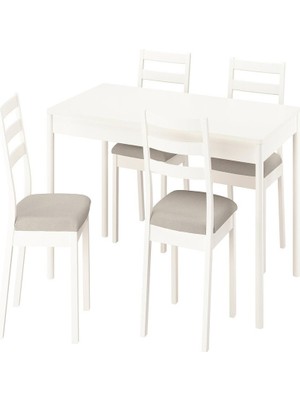 IKEA Beyaz Dayanıklı Yemek Masası 4 Sandalyeli