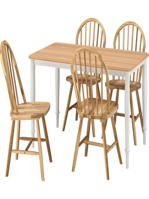 IKEA Meşe Fonksiyonel Yemek Masası 4 Sandalyeli