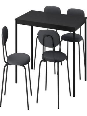 IKEA Siyah Modern Yemek Masası 4 Sandalyeli