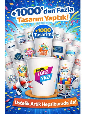 SBStrend Firmaya Kişiye Özel Logo Baskılı Tasarım Tek Kullanımlık 7 Oz 50 Adet Karton Bardak