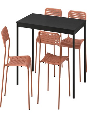 IKEA Siyah Dayanıklı Yemek Masası 4 Sandalyeli
