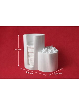 3dproga 3D Baskı Ikili Banyo Organizeri – Pamuk Ped & Kulak Çubuğu Düzenleyici (Beyaz)