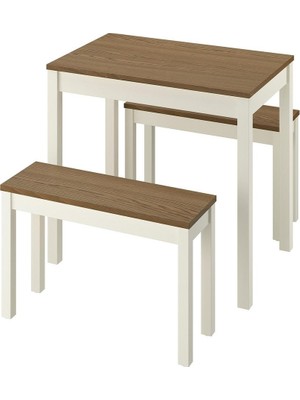 IKEA Bej Modern Yemek Masası 2 Banklı