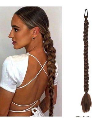 Senka Ikili Örgü Lastik Tokalı At Kuyruğu / Açık Kahve