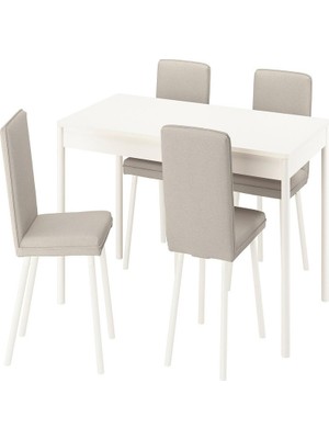 IKEA Beyaz Dayanıklı Yemek Masası 4 Sandalyeli