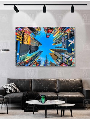 SML Tablo Gökdelenler Şehir Metropol Gökyüzü City Kaos Mimari Dekor Yatay Kanvas Tablo