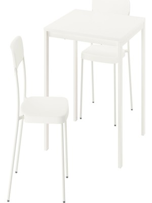 IKEA Beyaz Kullanışlı Yemek Masası 2 Sandalyeli