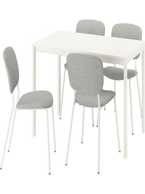 IKEA Beyaz Şık Yemek Masası 4 Sandalyeli