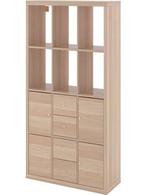 IKEA Meşe Pratik Kitaplık Raf Ünitesi 112X147 cm