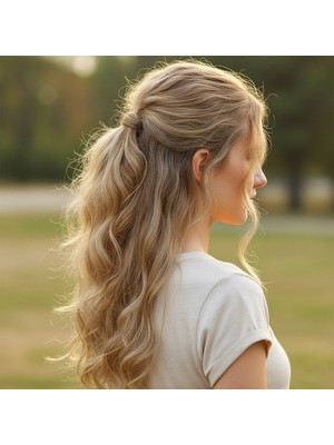 Senka Fiber Sen Daalı Yarım Ay + 2 Yan Çıt Çıt / Karamel Platin Röfleli