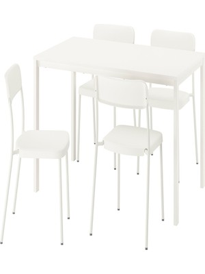 IKEA Beyaz Kullanışlı Yemek Masası 4 Sandalyeli