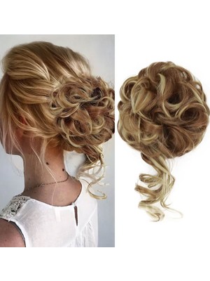 Senka Lı Lastikli Kuyruklu Topuz Toka / Açık Karamel / Balköpüğü Röfle